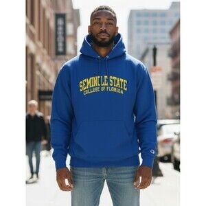 CHAMPION NWT Blue Long Sleeve Seminole State Hoodie L